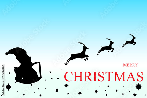 Vector Illustration of Christmas card with Santa Claus Driving in a Sledge.
