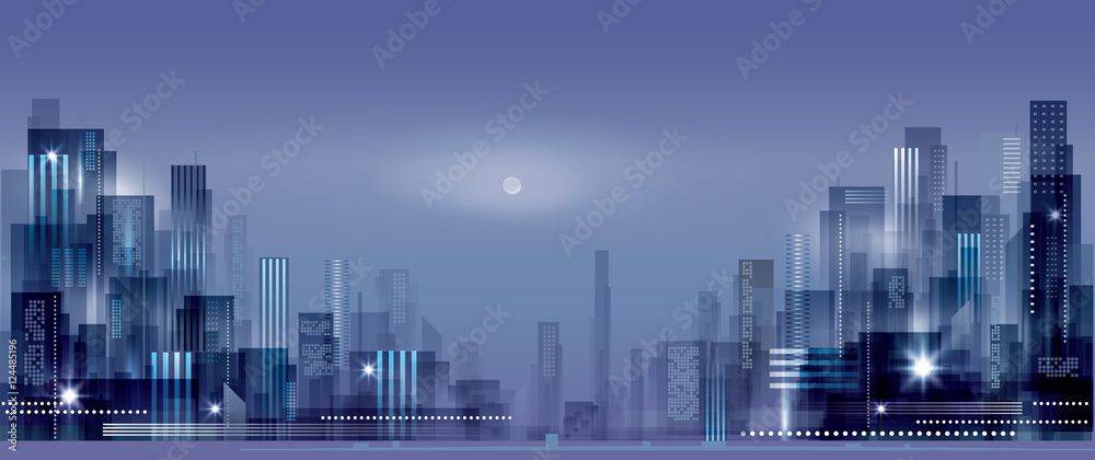 Modern night city skyline