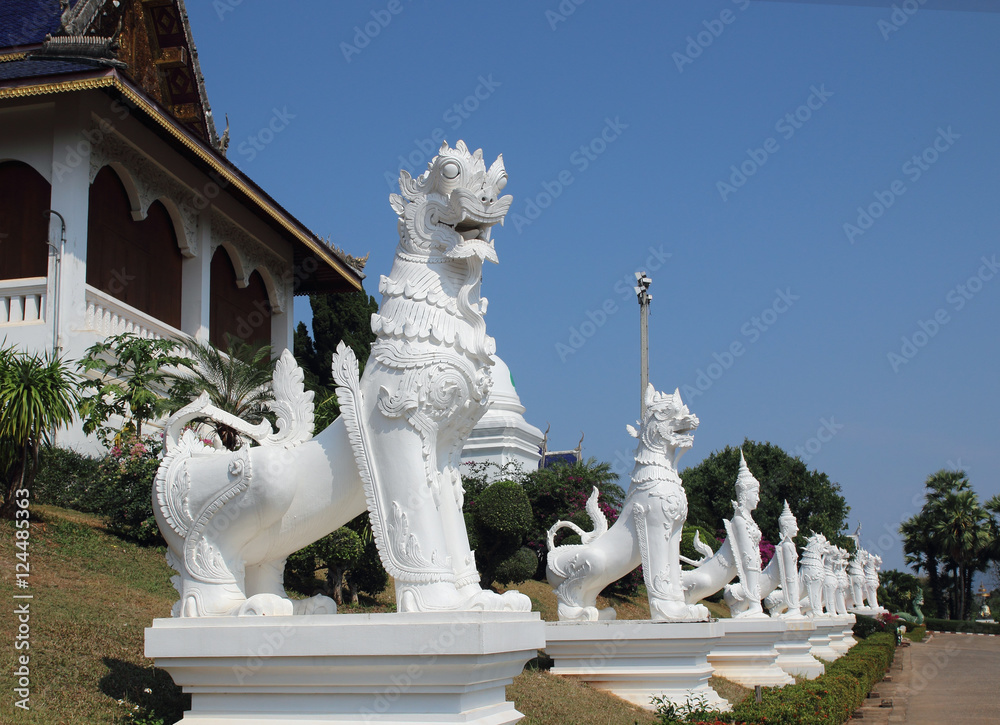 Obraz premium Singha statue in the temple, Wat Ban Den, Maetang, Chiangmai, Th