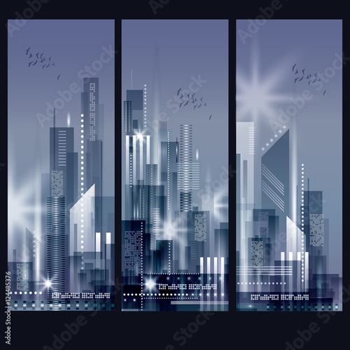 Modern night city skyline