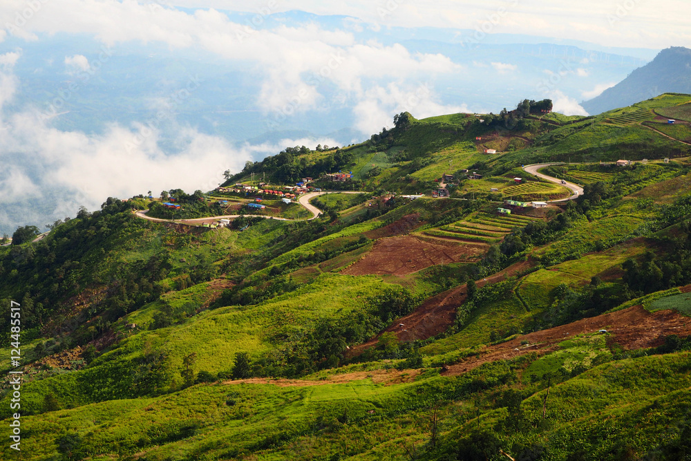 Fototapeta premium Hill and sky in Thailand.