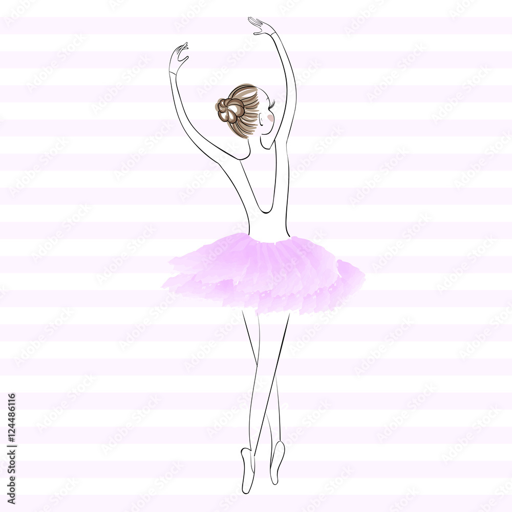 Obraz premium Cute young ballerina dancing on pointe, ballet shoes in flower t