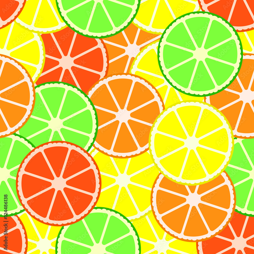 Abstract seamless color background with citrus fruit of grapefru