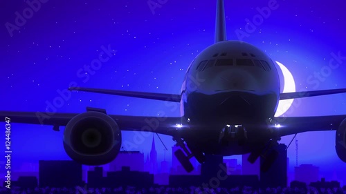 Wallpaper Mural Lincoln Nebraska USA America Airplane Take Off Moon Night Blue Skyline Travel Torontodigital.ca