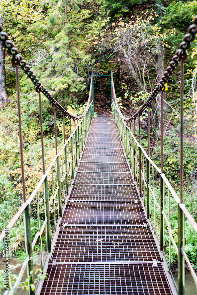 Obraz premium Zmniejszająca się perspektywa metalowej kładki do zawieszenia