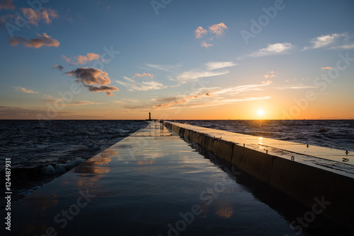 wavebreaker in the sea