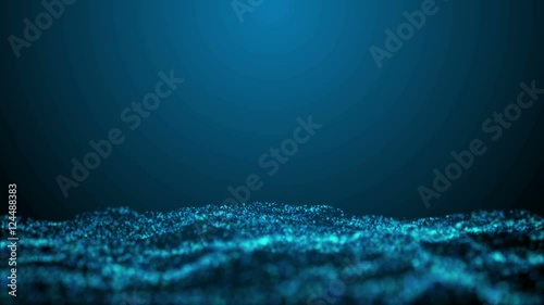 Vector blue waves with light showing through. Opening intro title animation rippling waters. Blue smooth technology wavy background. Ultra High Definition 4K seamless loop video. photo