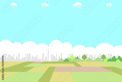 田園風景　都市