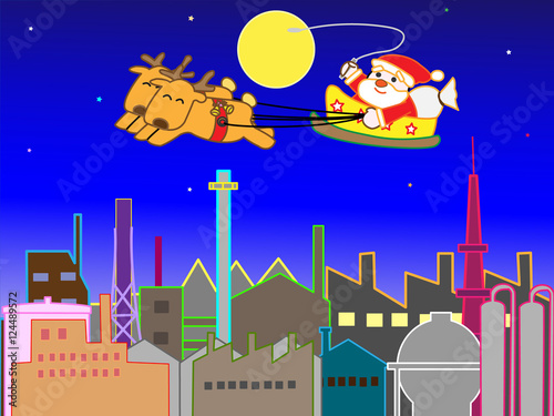 工場地帯のクリスマスの夜