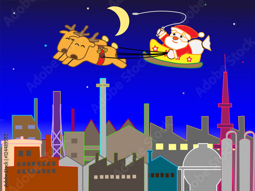 工場地帯のクリスマスの夜