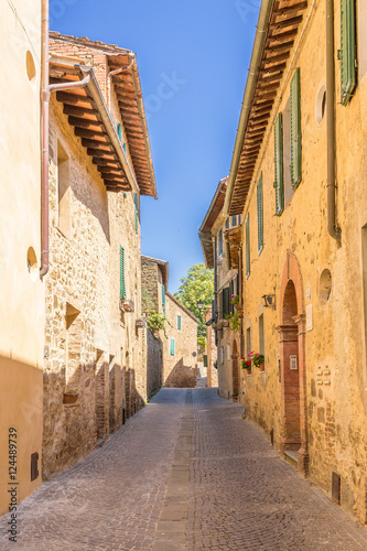 Montalcino  Italy. Street in  the old town center
