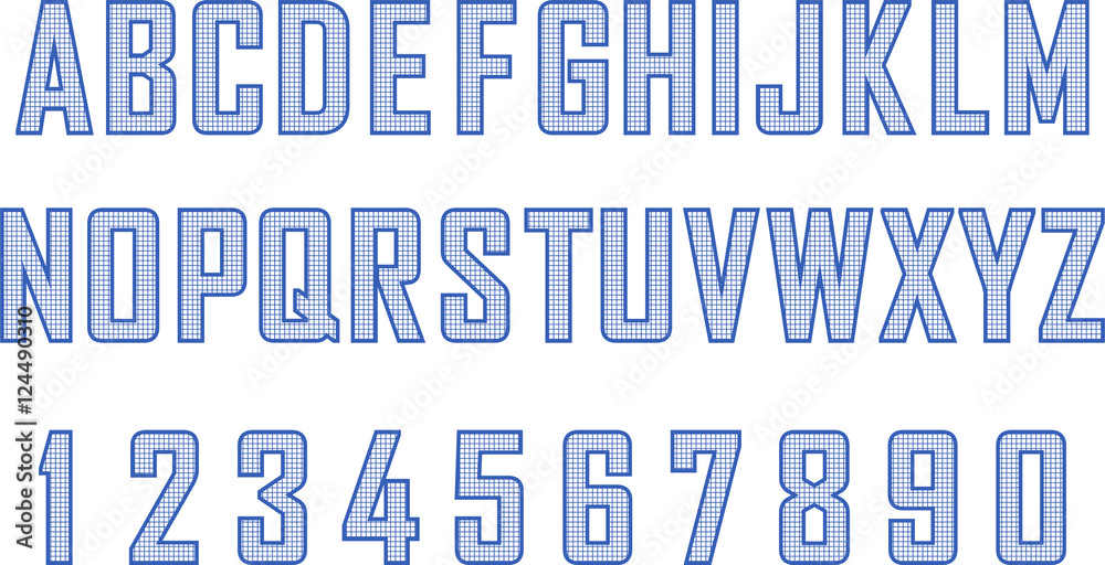 Blueprint style font vector set