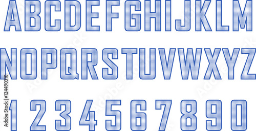 Blueprint style font vector set