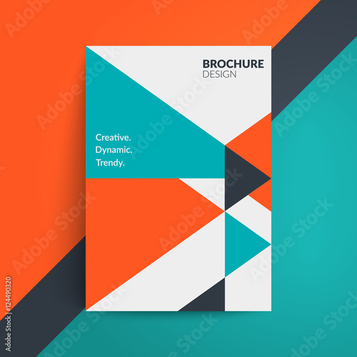 Brochure cover design. Modern geometric pattern. A4 format vector template.