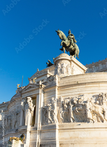 Bronze equestrian statue of the king of Italy from vittoriano monumental altar in Rome