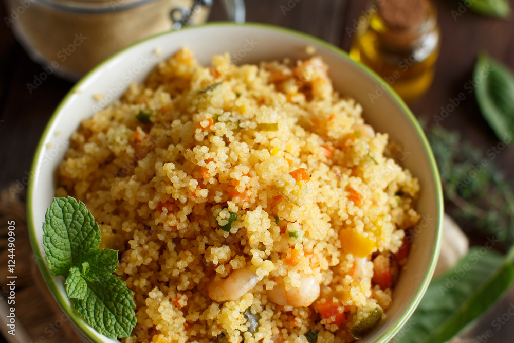 Couscous with shrimps and vegetables Couscous with shrimps and vegetables