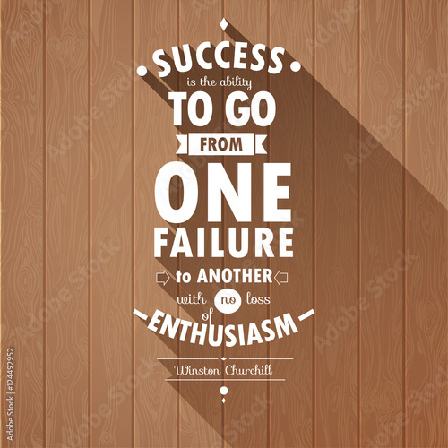 Typographical Background Illustration with quote of Winston Churchill Wooden planks 
