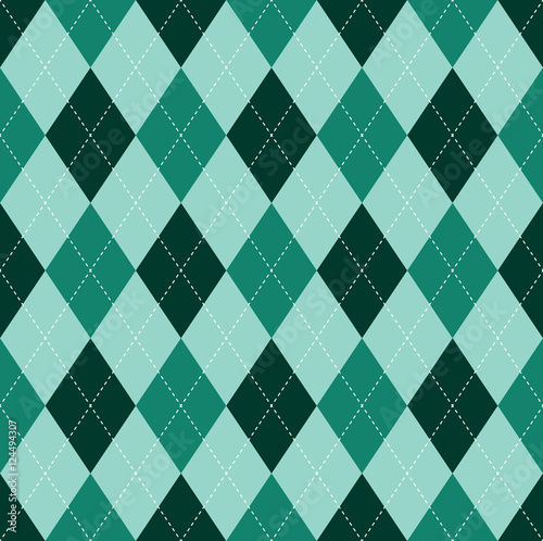 Wallpaper Mural Seamless argyle pattern in dark green & turquoise green. Torontodigital.ca