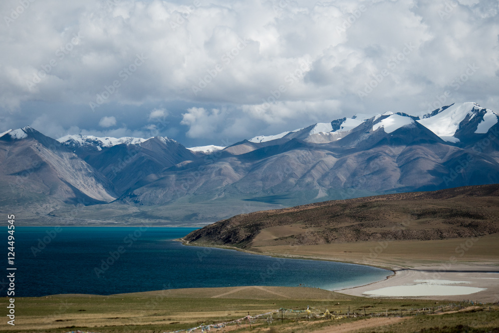 Mountain Lake Manasarovar Himalayas Tibet