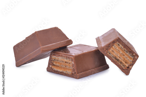 wafers in chocolate isolated on a white