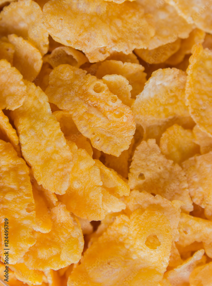 corn flakes in jar as background texture