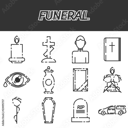Funeral icon set
