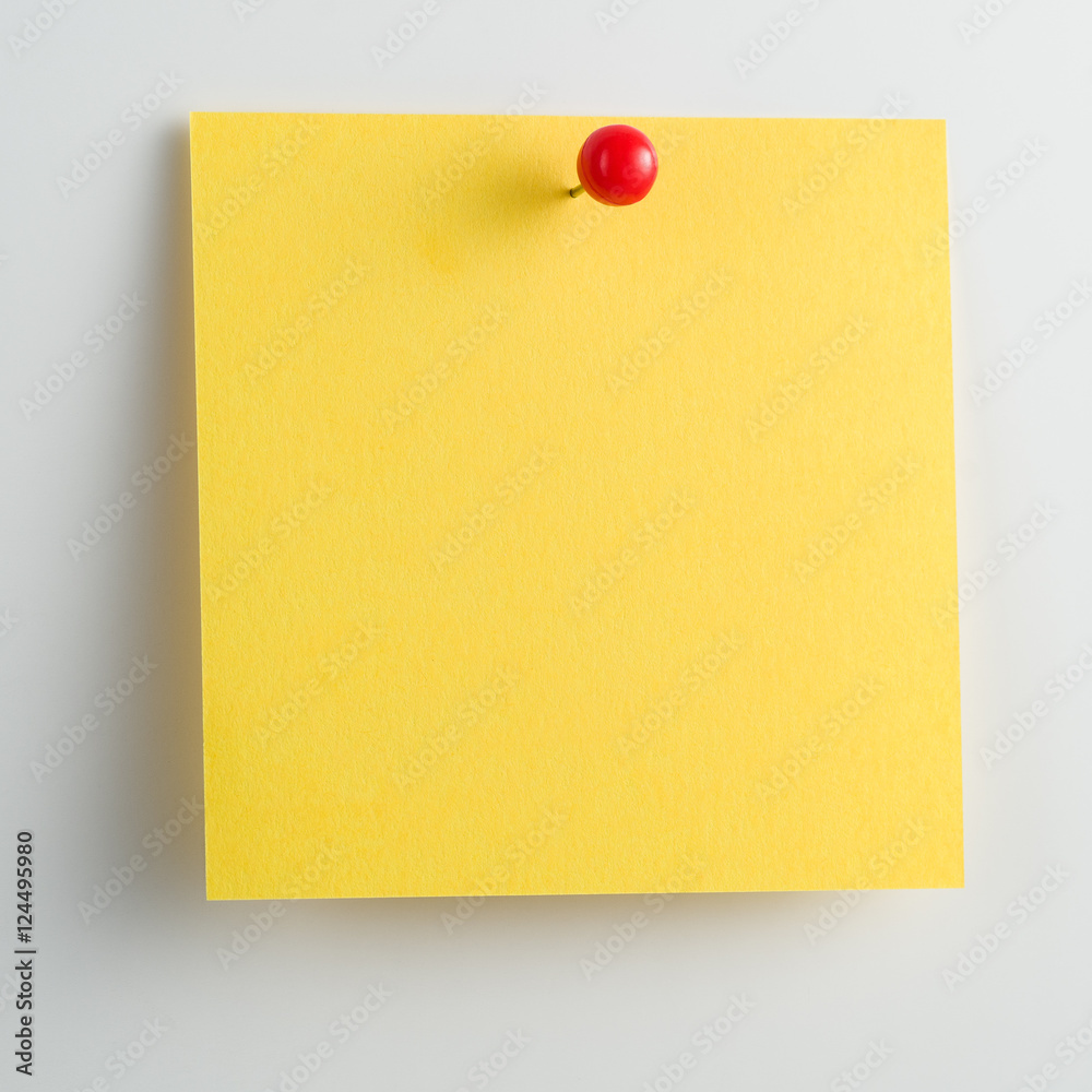 Blank sticky note with pushpin isolated on white background Blank sticky note with pushpin isolated on white background