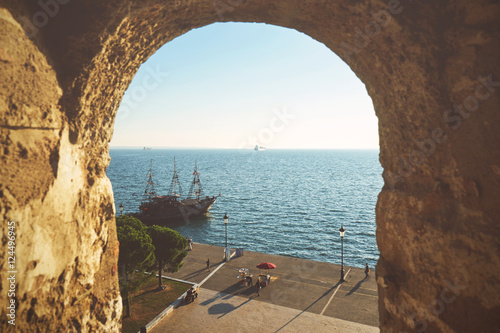 View from the white tower at Thessaloniki city in Greece photo