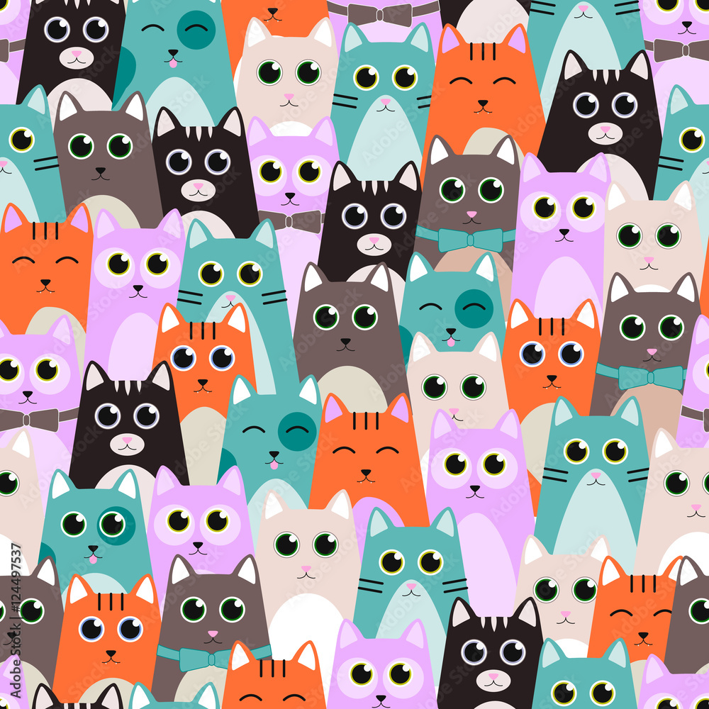 Seamless pattern with cute cats for kids. Vector illustration. Seamless pattern with cute cats for kids. Vector illustration.