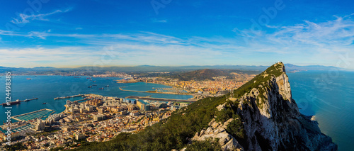 Amazing panoramic view on the rock of Gibraltar and the city aro