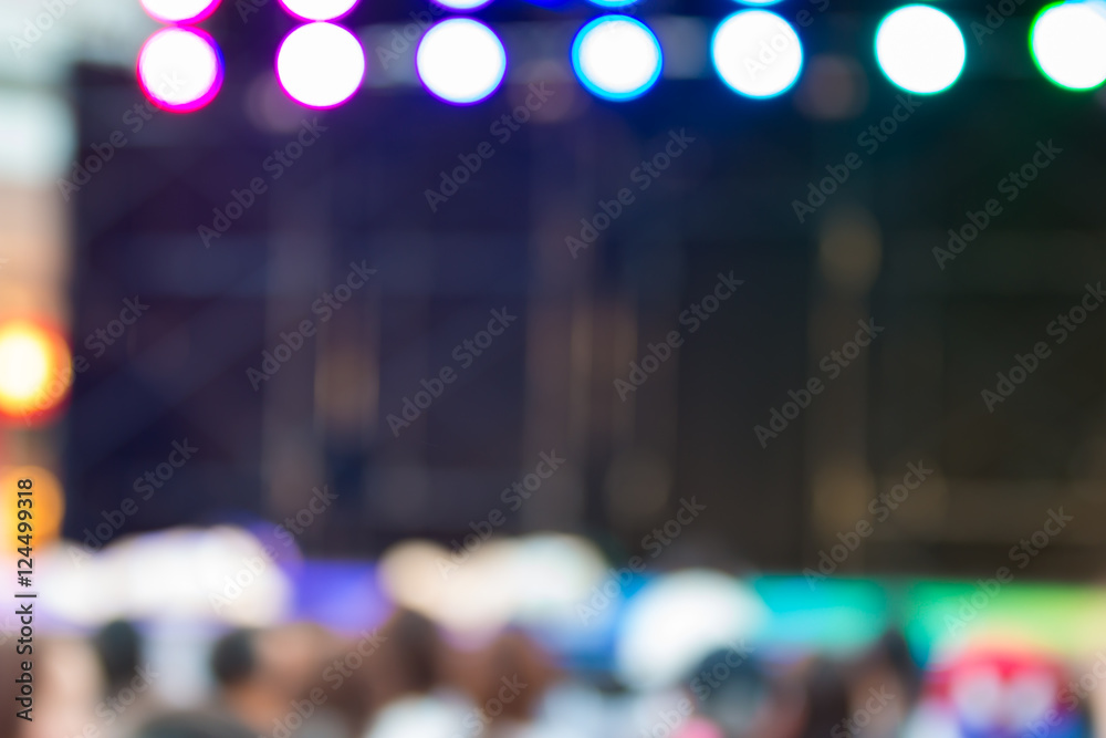 Blurred background : Bokeh lighting in stage with Dance showbiz