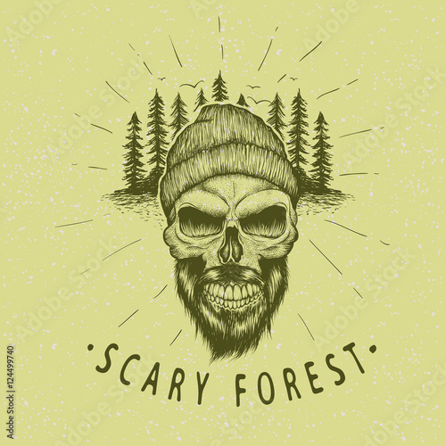 Skull-lumberjack. Vintage label