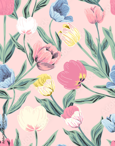 flower pattern–tulips for floral background #124500571