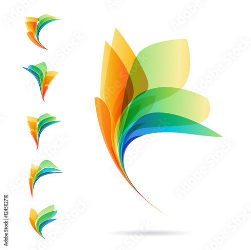 Set of abstract elements, logos of petals
