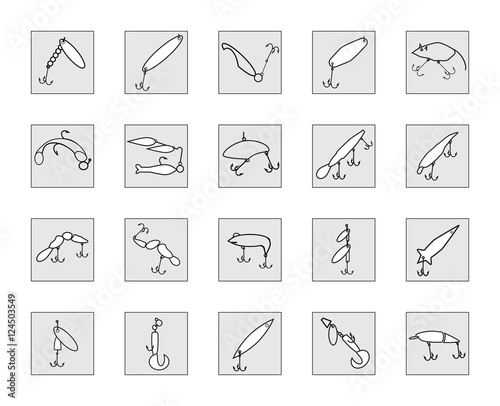 Fishing lure vector icons