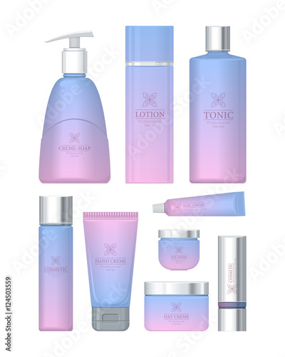 Professional Series Cosmetic Set Isolated. Vector
