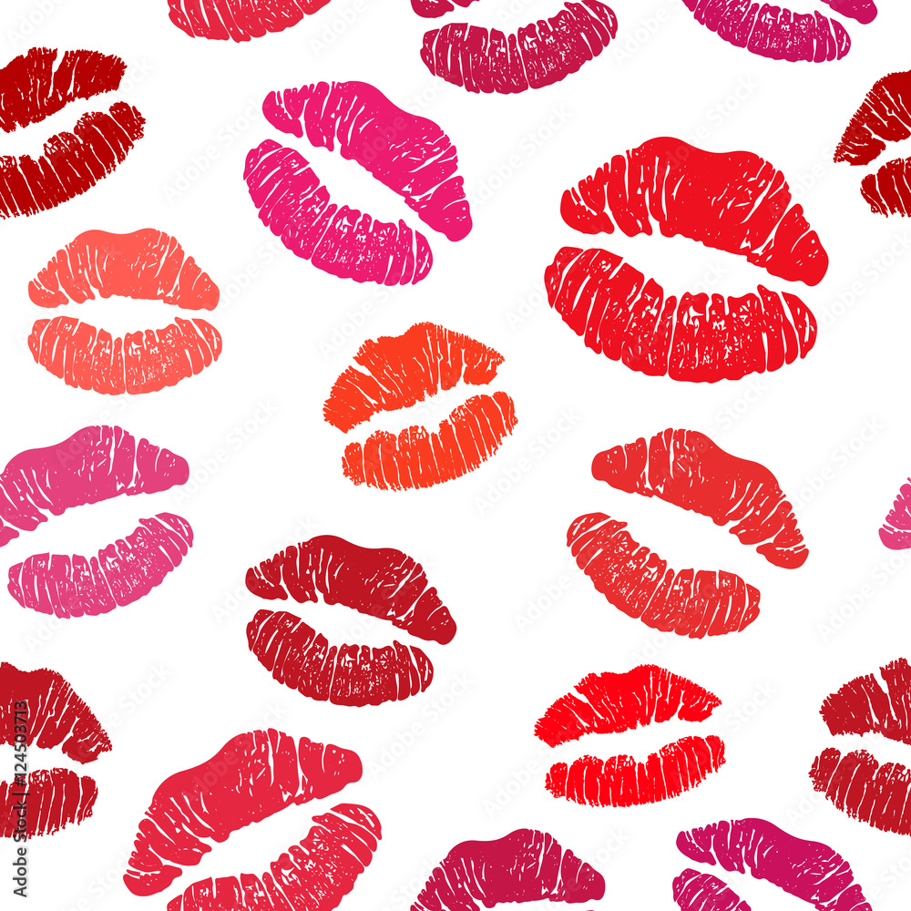 Red lipstick kiss seamless pattern Red lipstick kiss seamless pattern