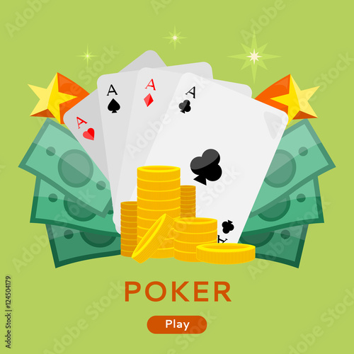 Poker Conceptual Vector Web Banner in Flat Design