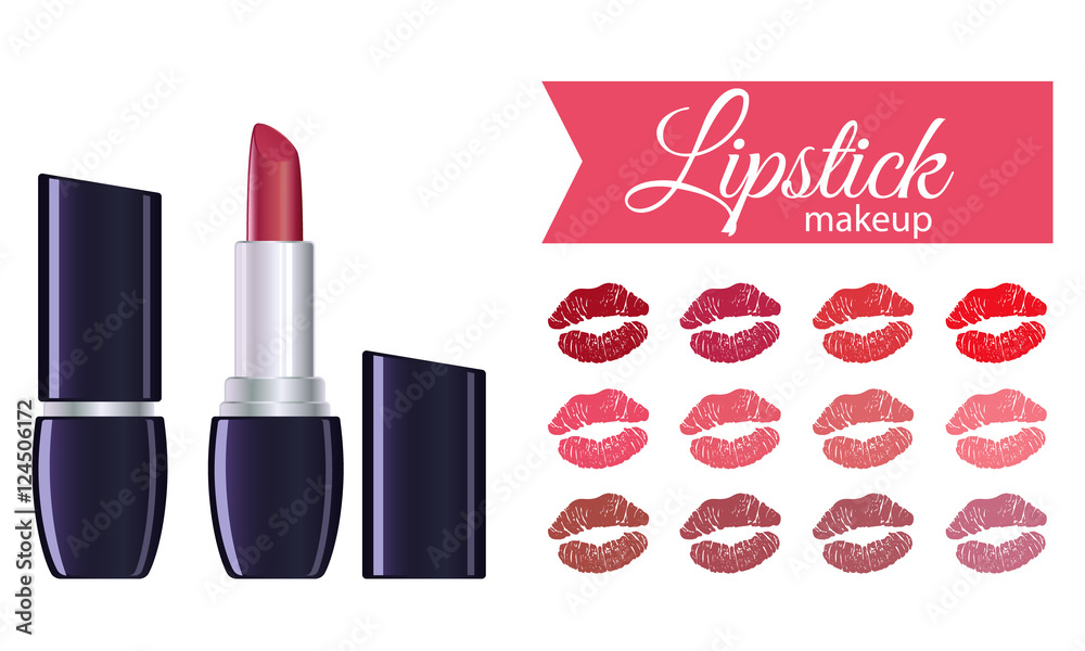 Red lipstick kiss palette Stock Vector | Adobe Stock