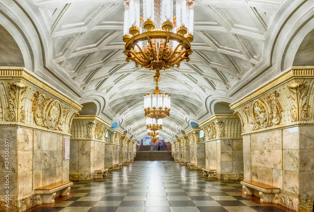 Interior of Prospekt Mira subway station in Moscow, Russia Interior of Prospekt Mira subway station in Moscow, Russia