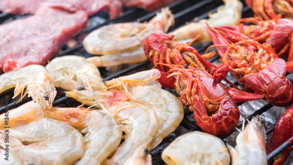 Surf and Turf auf dem Grill - Close Up