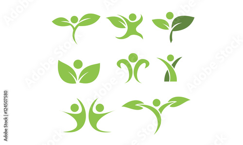 vector set of nature green logo collection