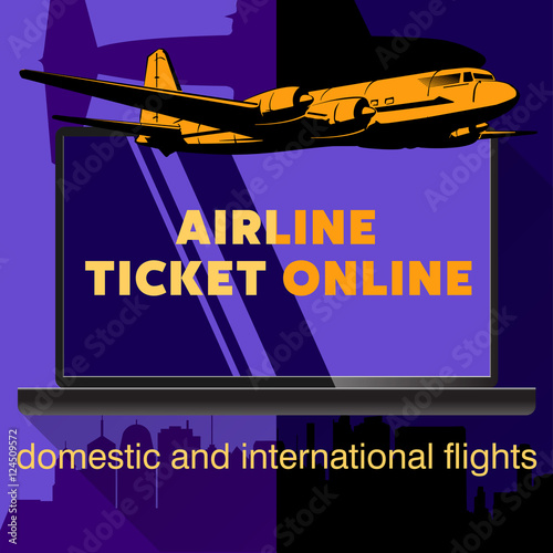 Vector design template with plane, online design eliments for online booking flights tickets photo