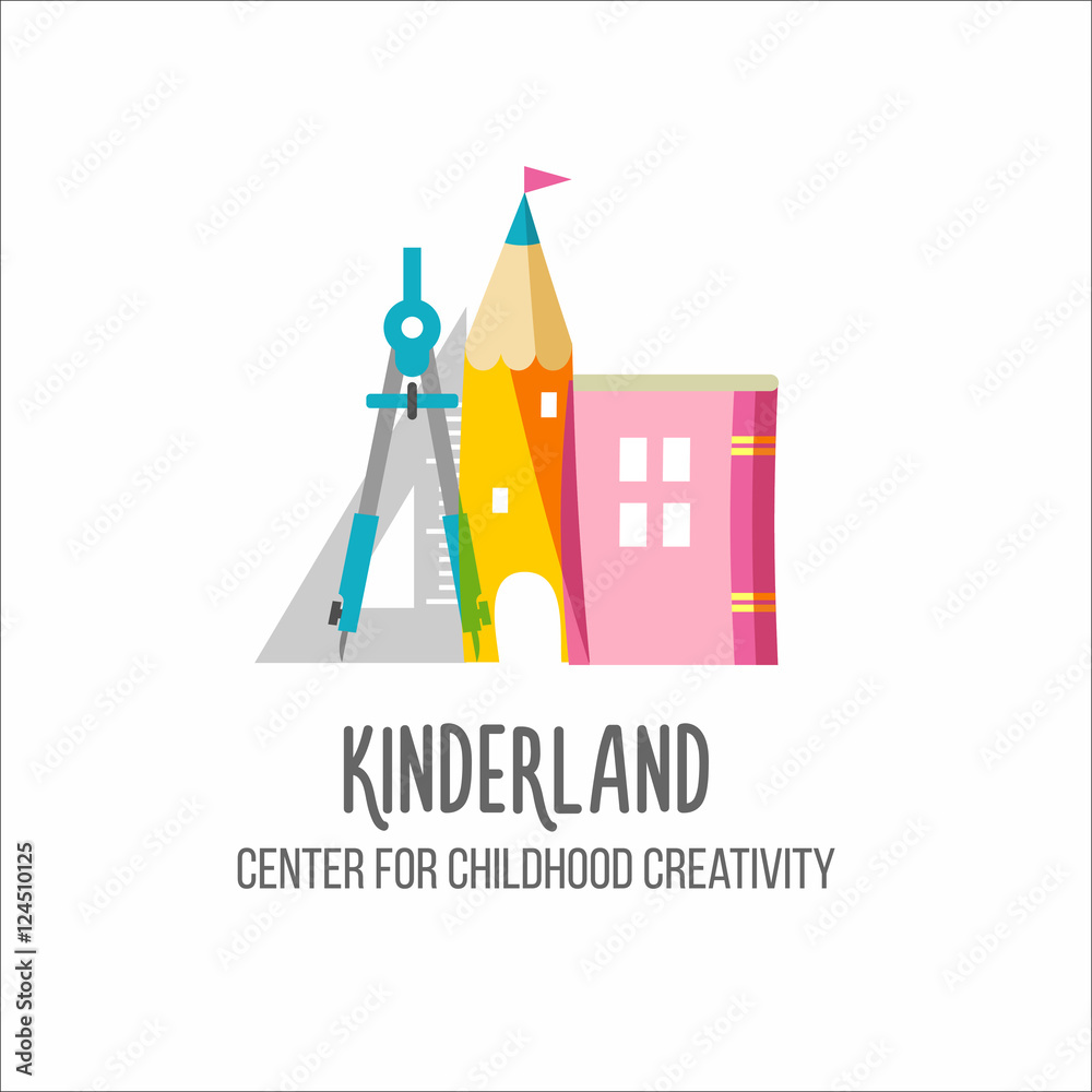 Children's center logotype. Vector emblem on white background si