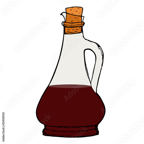 Balsamic vinegar sauce bottle with cork. Isolated.