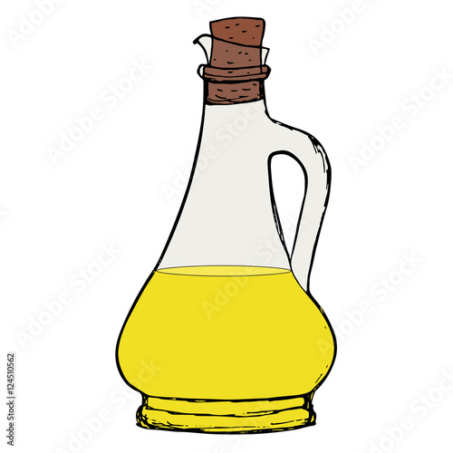 Oil bottle. Olive or vegetable oil bottle with cork.  Vector isolated object.