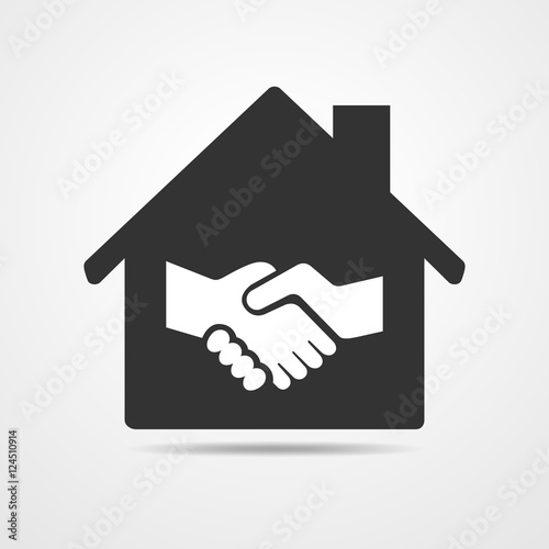 House with handshake icon. Vector illustration.