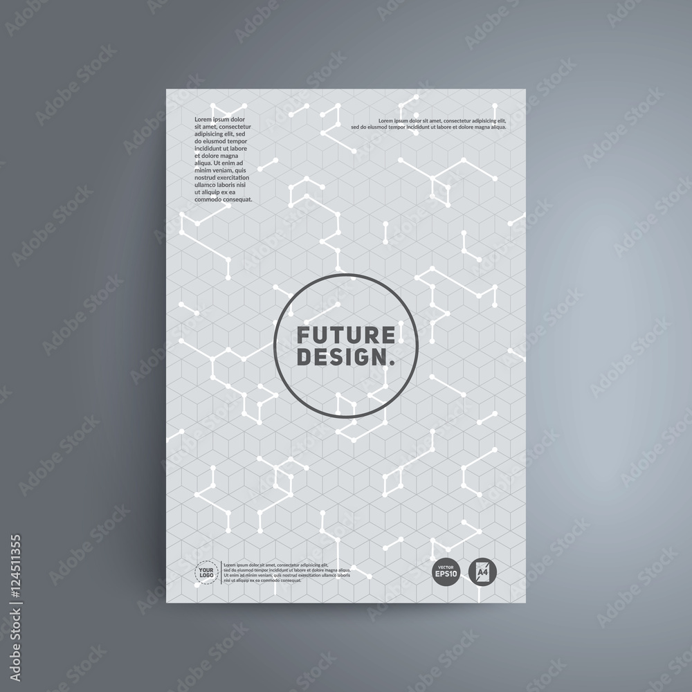 Futuristic cover design. White isometric lines connected. Futuristic composition. Eps10 vector template for business card,poster,flyer etc.