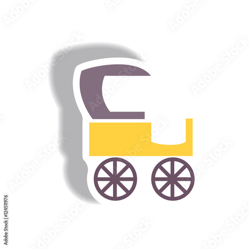 stylish icon in paper sticker style retro carriage