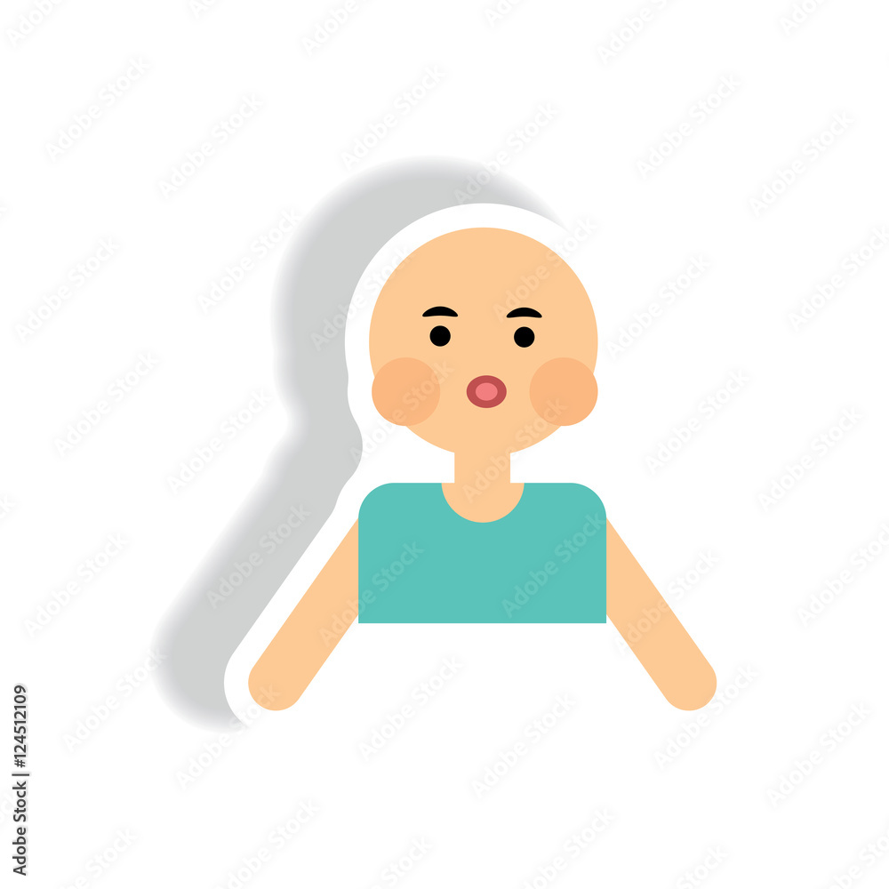 stylish icon in paper sticker style pale man stylish icon in paper sticker style pale man